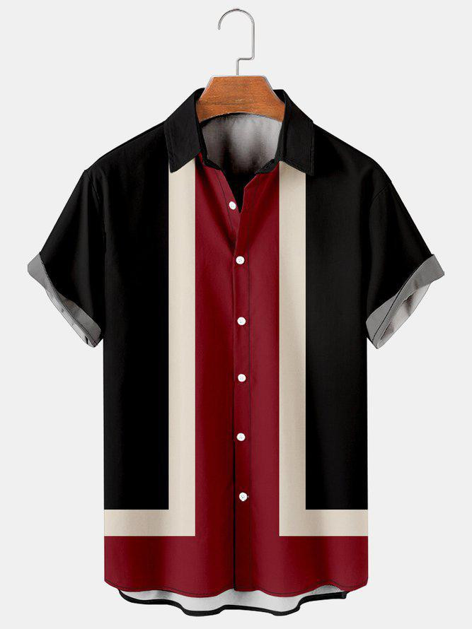 Retro Color-block Hawaiian Shirt