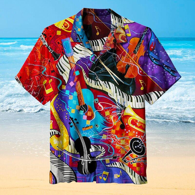 Retro Musical Instrument Pattern Hawaiian Shirt