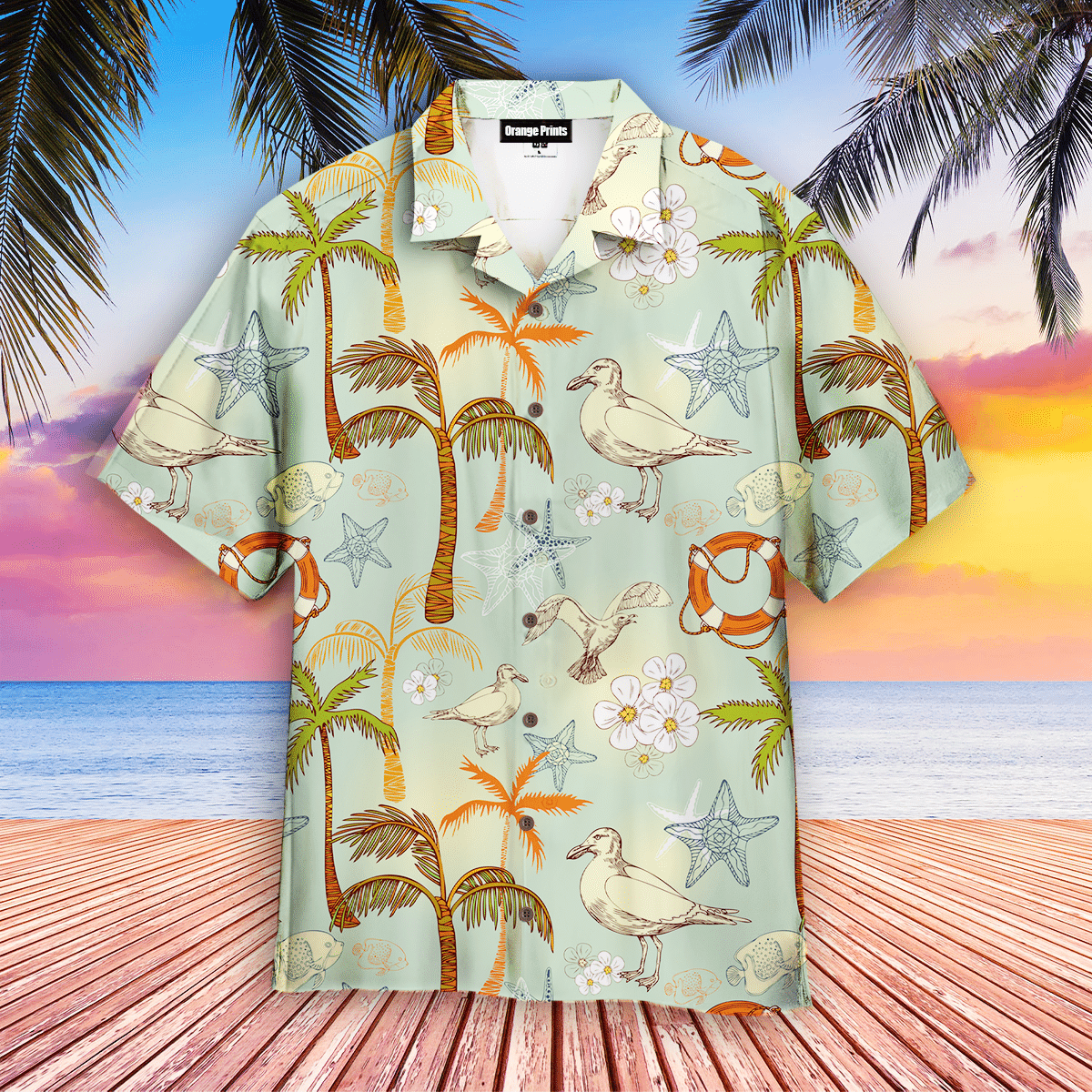 Retro Palm Tree On Beach Hawaiian Shirt