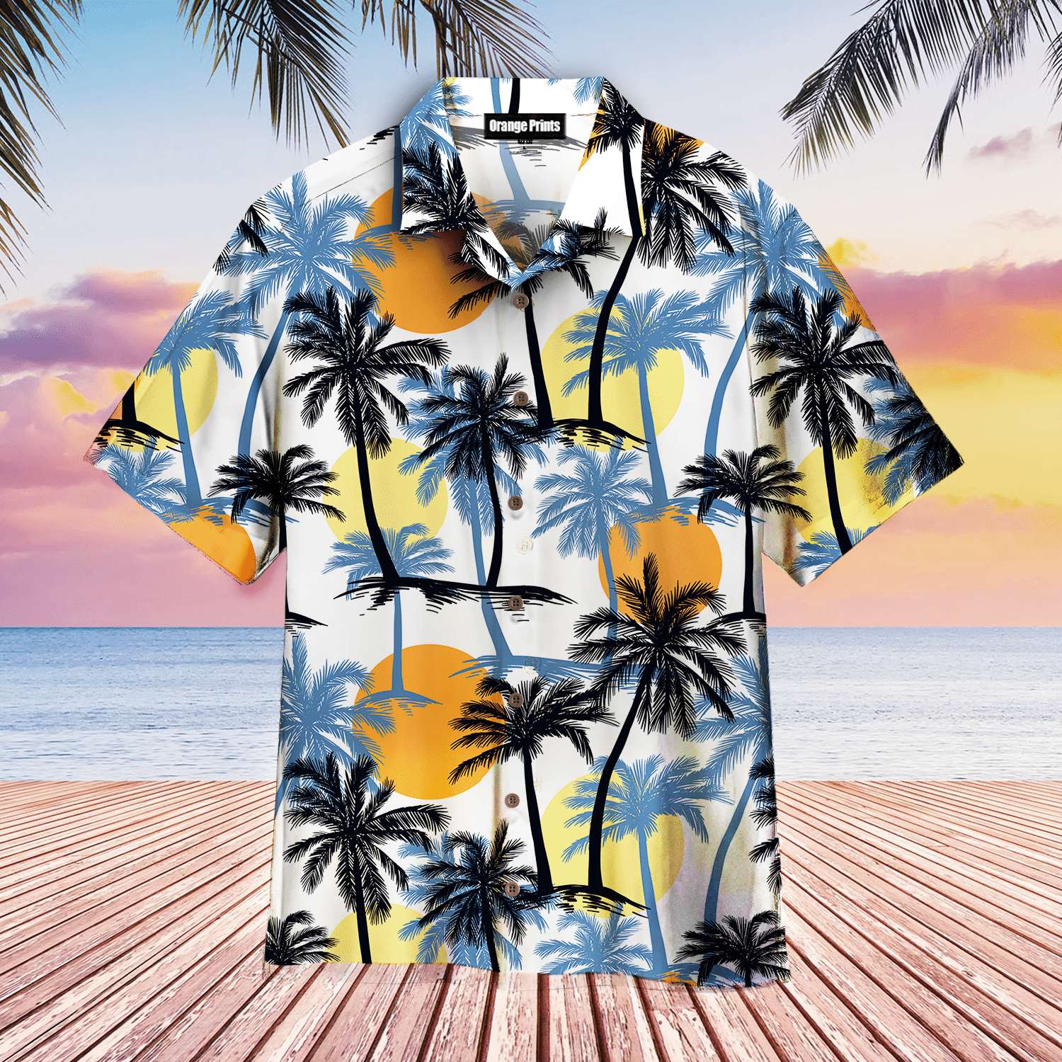 Retro Sunset Palm Trees Tropical Hawaiian Shirt