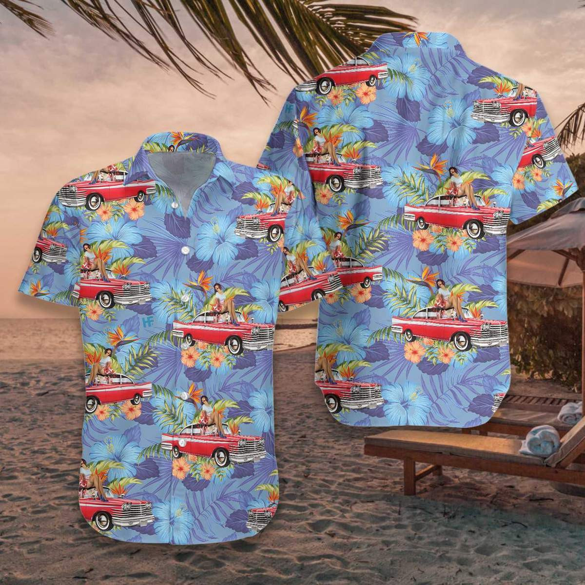 Retro Vintage Girl Car Hawaiian Shirt
