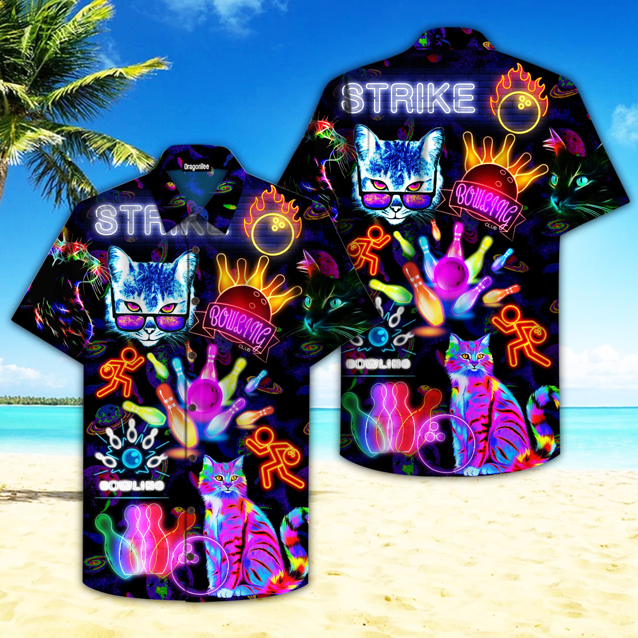 Rolling With My Homies Cats Bowling Hawaiian Shirt