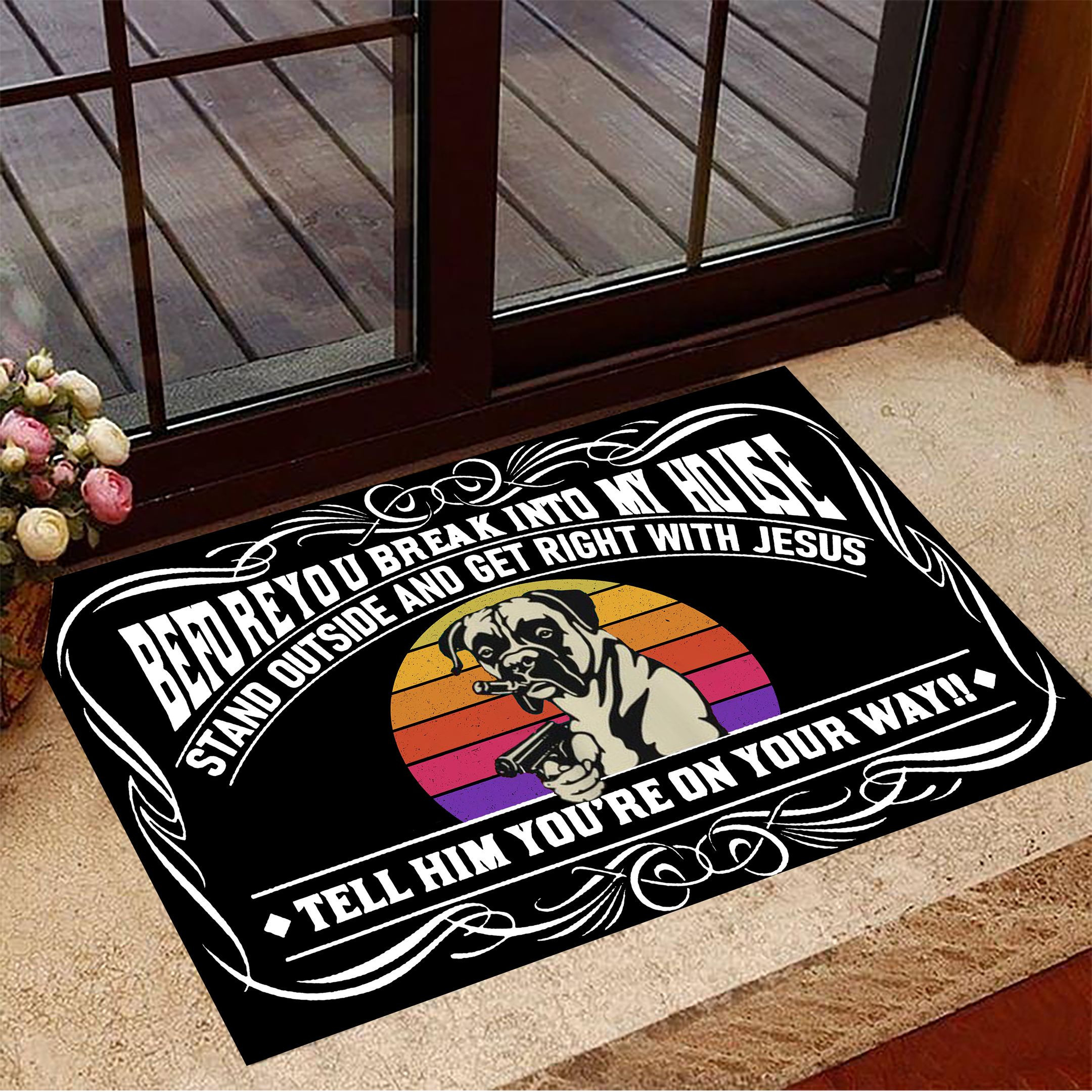 Rottweiler Before You Break Into My House Rubber Doormat Decor Funny Saying Rubber Doormat Present For Mom
