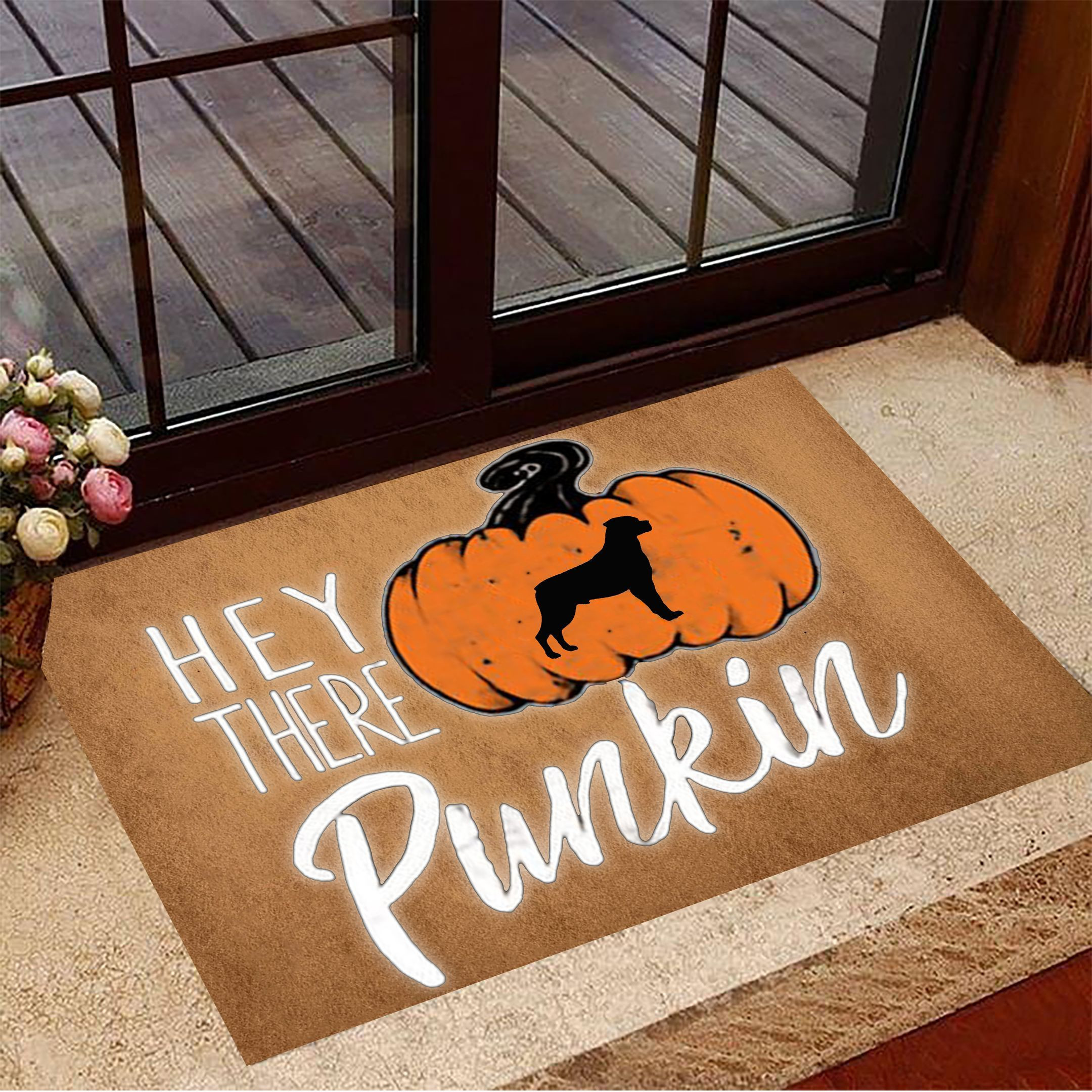 Rottweiler Hey There Pumpkin Rubber Doormat Dog Rubber Doormat Gifts For New Dog Owners
