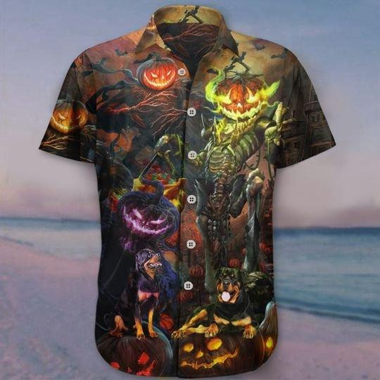 Rottweiler Pumpkin King Halloween Hawaiian Shirt