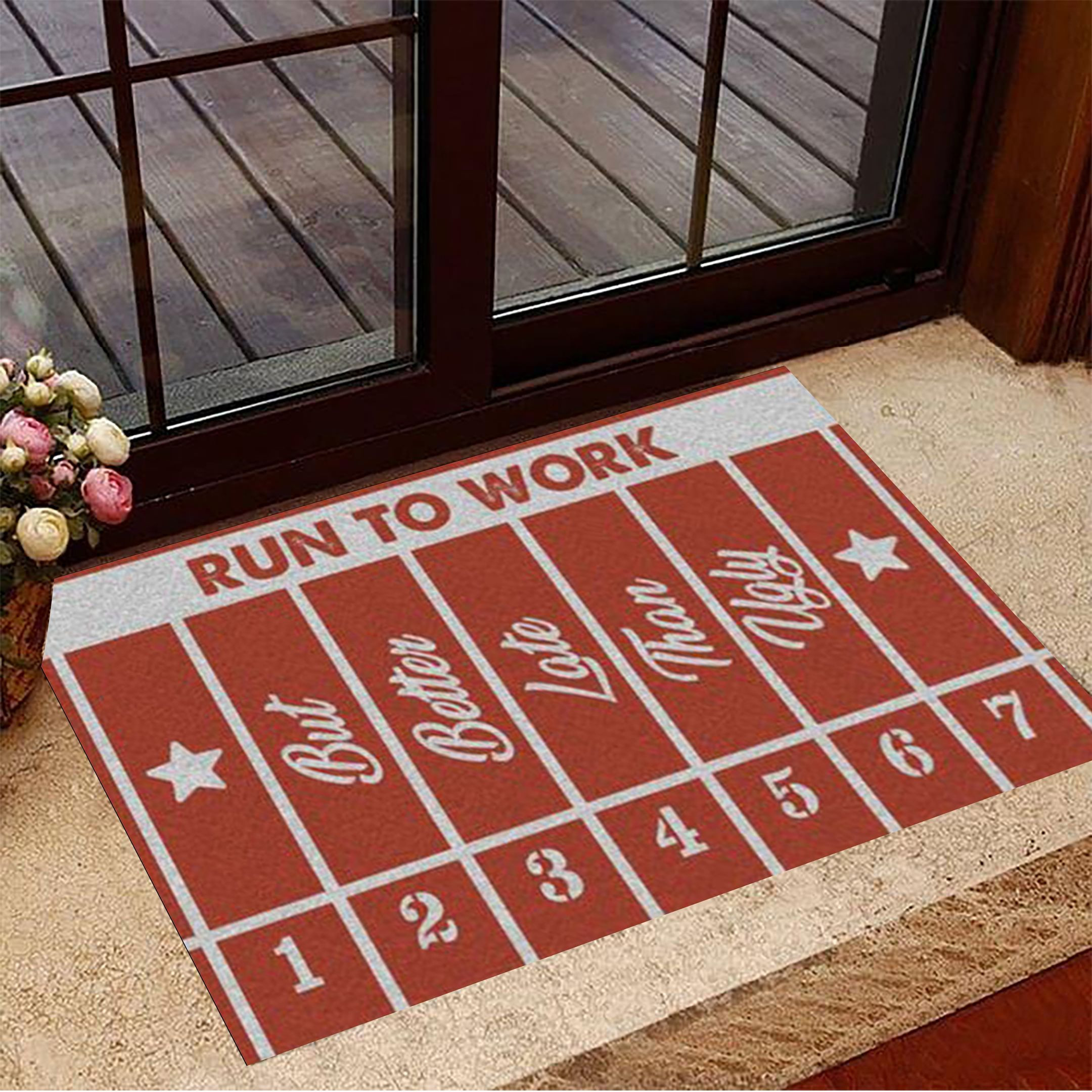Run To Work But Better Late Than Ugly Rubber Doormat Best Indoor Door Mats Home Decor
