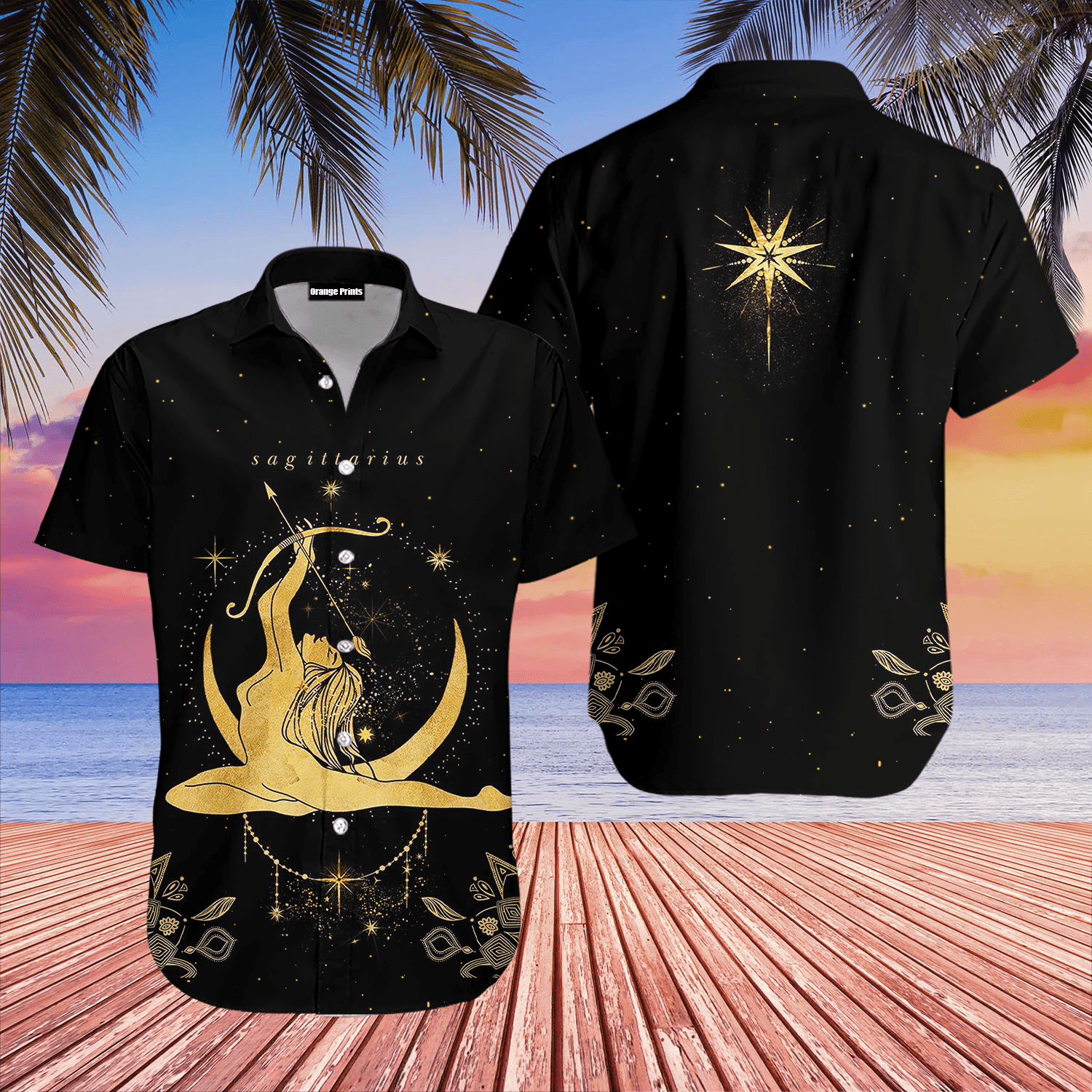 Sagittarius Golden Zodiac Hawaiian Shirt