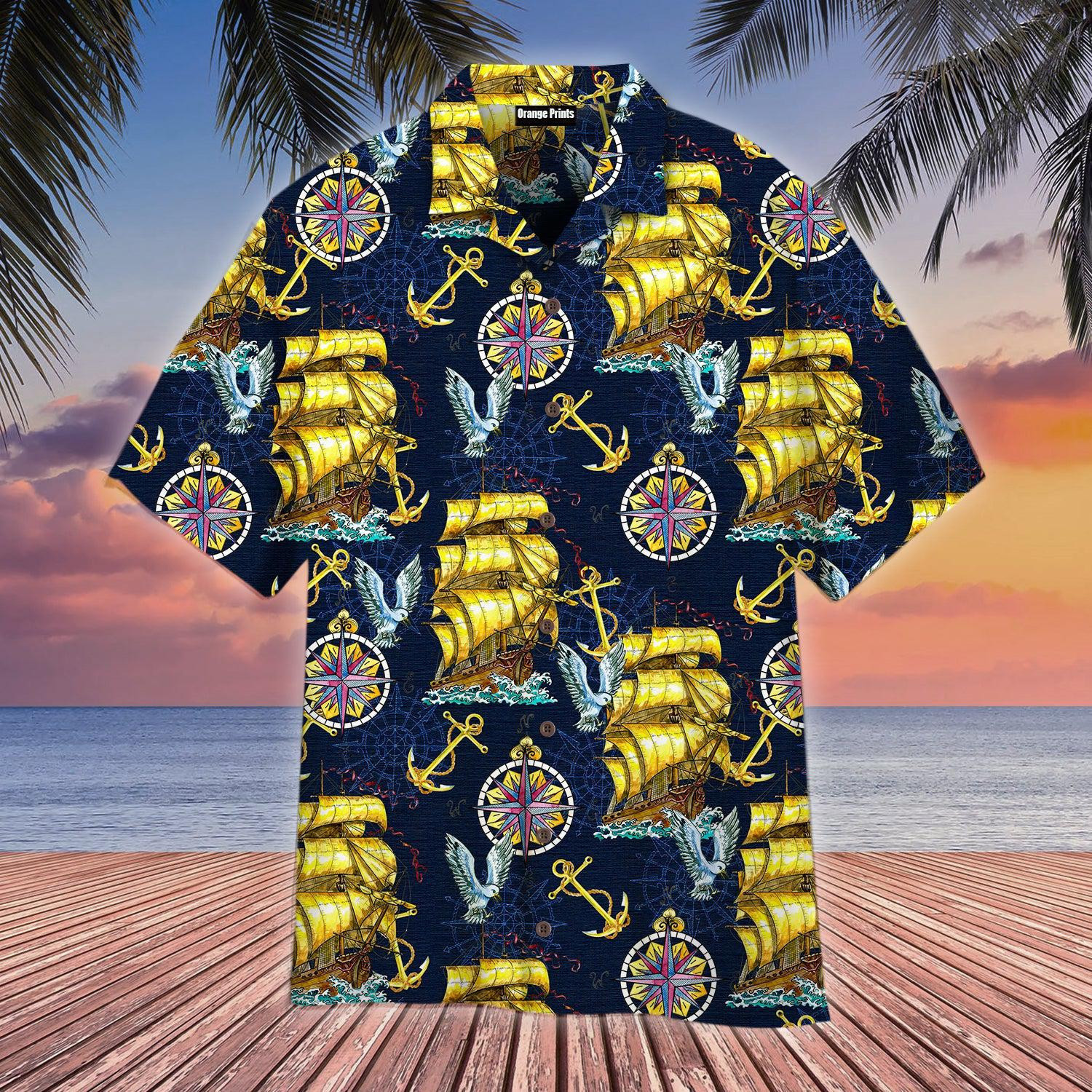 Sailboat Anchor Sea Life Hawaiian Shirt