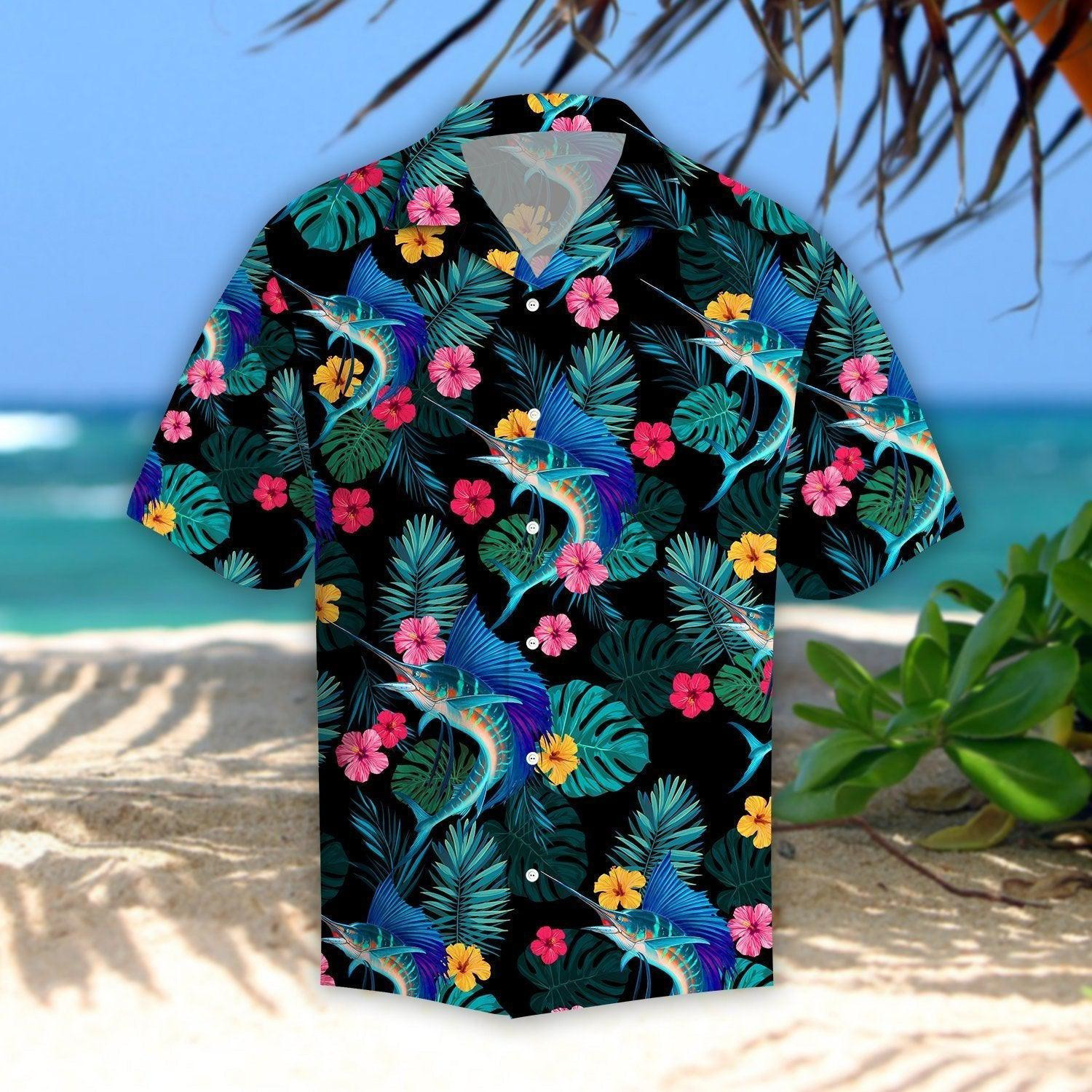 Sailfishs Hibiscus Tropical Hawaiian Shirt