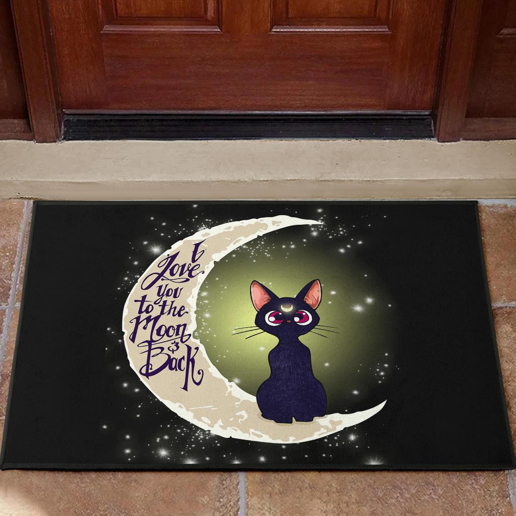 Sailor moon cat love to the moon Rubber Doormats