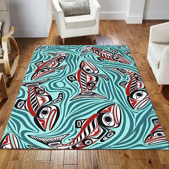 Salmon Haida Art Spirit Pacific Northwest Rubber Doormat Native American Style Welcome Mats Home Decor