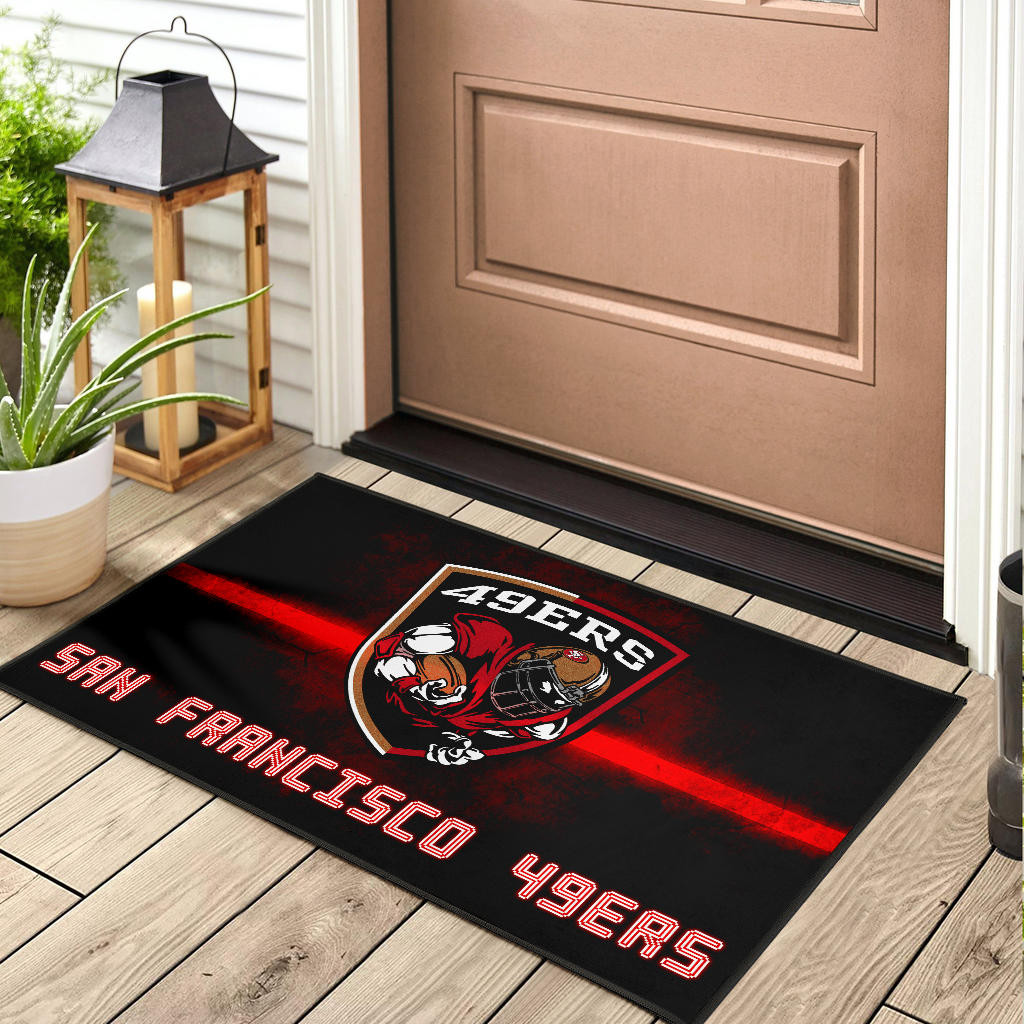 San Francisco American Football 49ers Football Ers Player On Shield Artwork Rubber Doormat Home Decor - Image 3