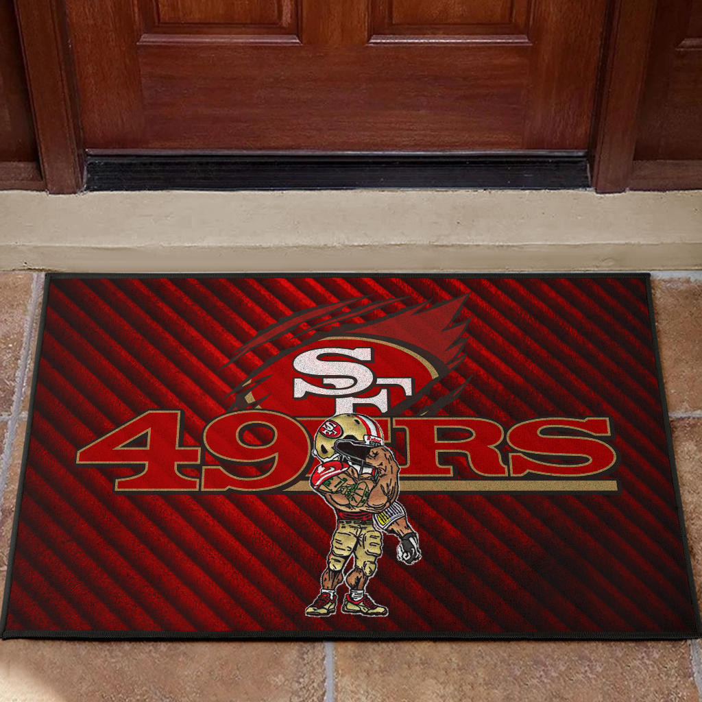 San Francisco American Football 49ers Football Rubber Doormat Minimal Muscle Player Artwork Rubber Doormat Home Decor