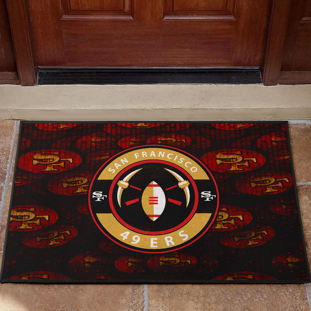 San Francisco American Football 49ers Football Rubber Doormat Minimal Rugby Ball With Cross Axes Rubber Doormat Home Decor
