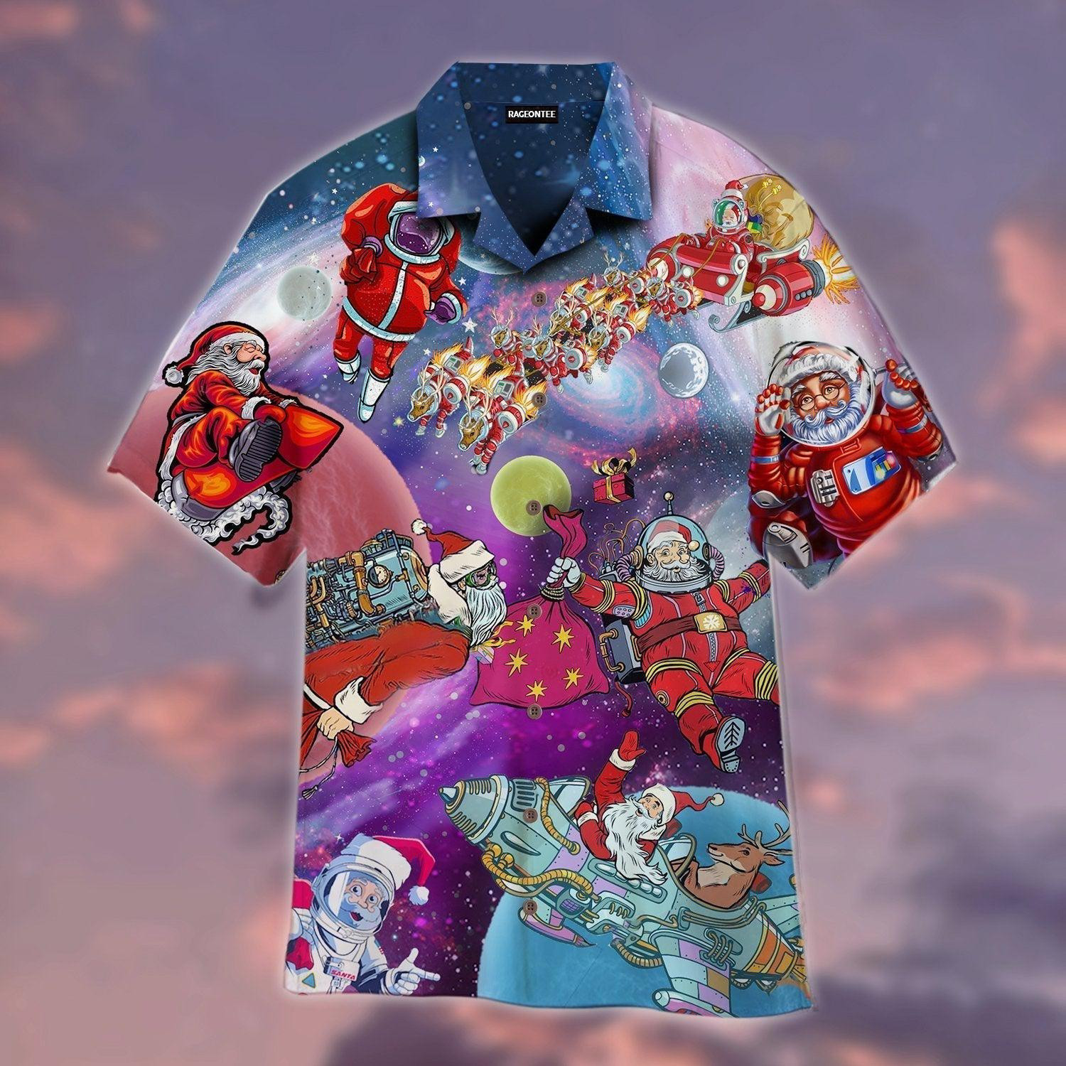 Santa Claus In The Space Hawaiian Shirt