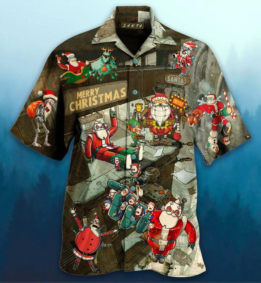 Santa Claus Robot Hawaiian Shirt