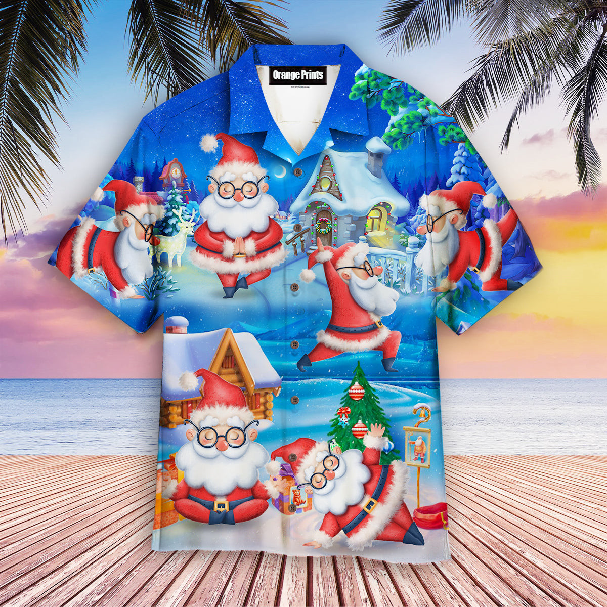 Santa Yoga Merry Christmas Hawaiian Shirt