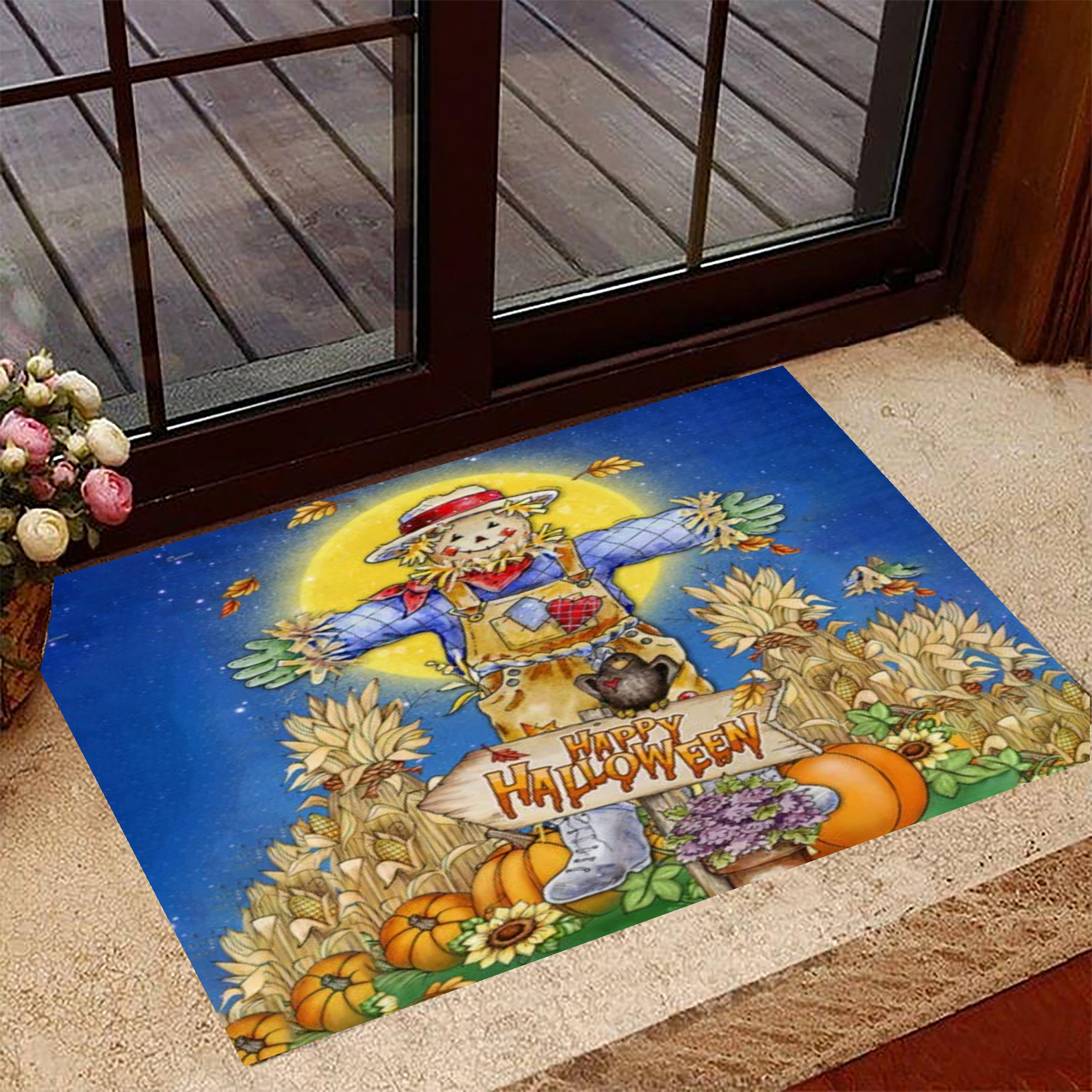 Scarecrow Happy Halloween Rubber Doormat Indoor Door Mats Halloween Home Decor