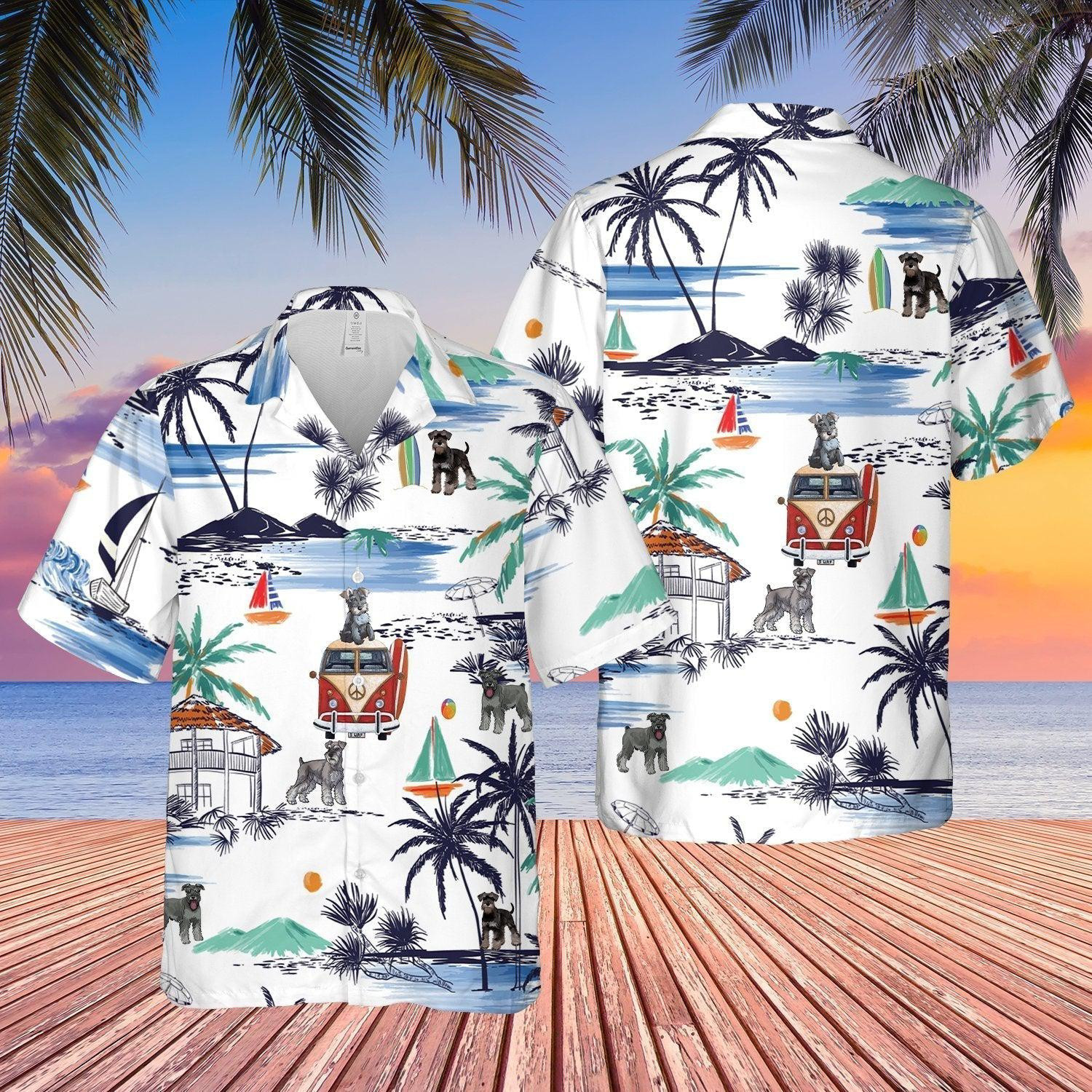 Schnauzer Peace On Beach Hawaiian Shirt
