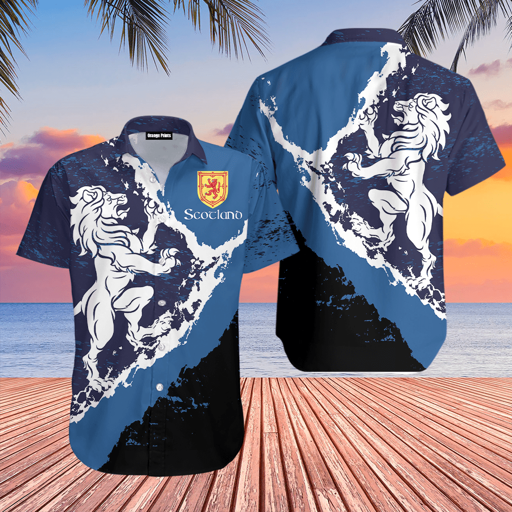 Scottish Lion Blue Hawaiian Shirt