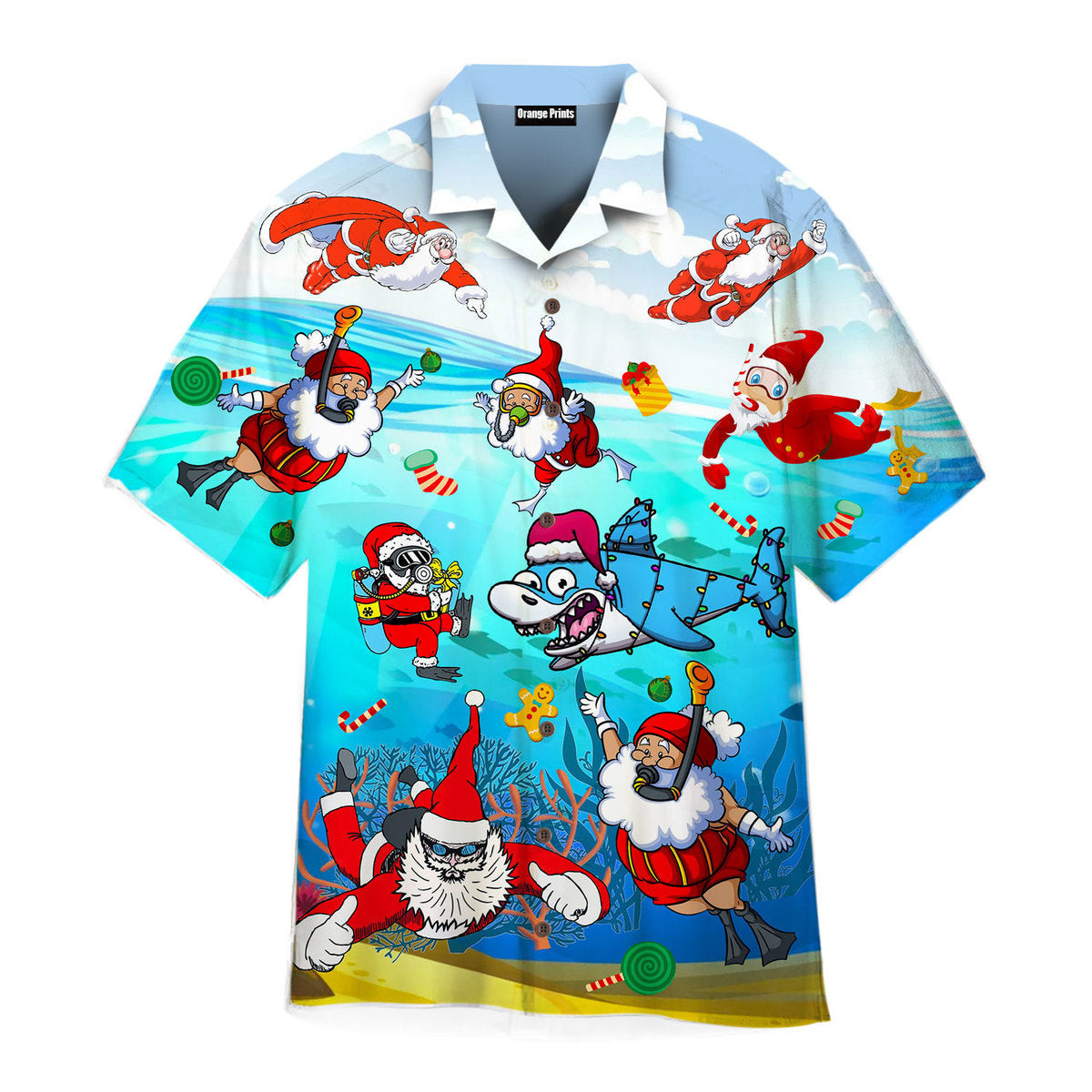 Scuba Diving Santa Claus Christmas Hawaiian Shirt