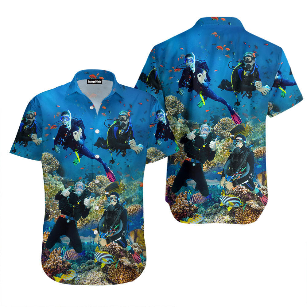 Scuba Diving Under Water Hawaiian Shirt