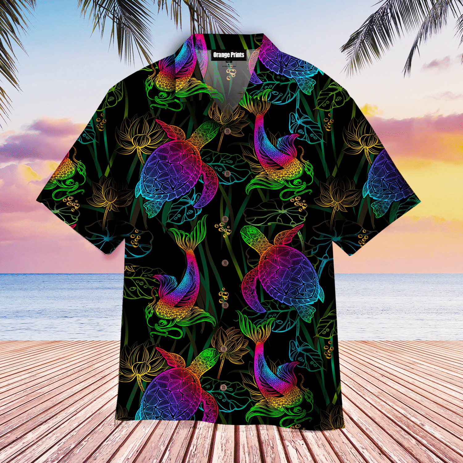 Sea Turtle Neon Hawaiian Shirt