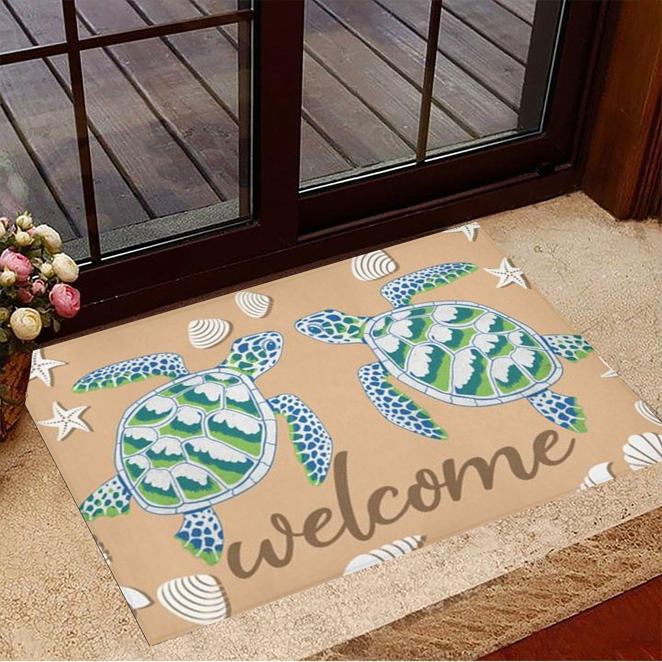 Sea Turtles Welcome Rubber Doormat Modern Welcome Mat Housewarming Gifts
