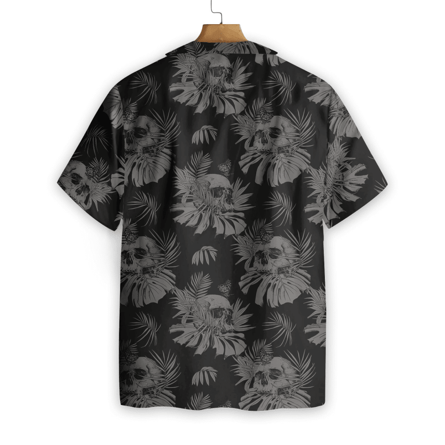 Seamless Gothic Skull With Butterfly Goth Hawaiian Shirt