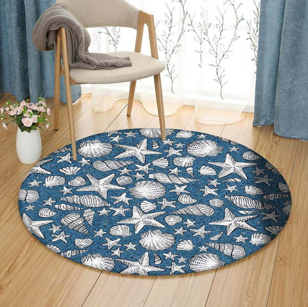 Seashell Round Rug Carpet Bedroom Livingroom Home Decor