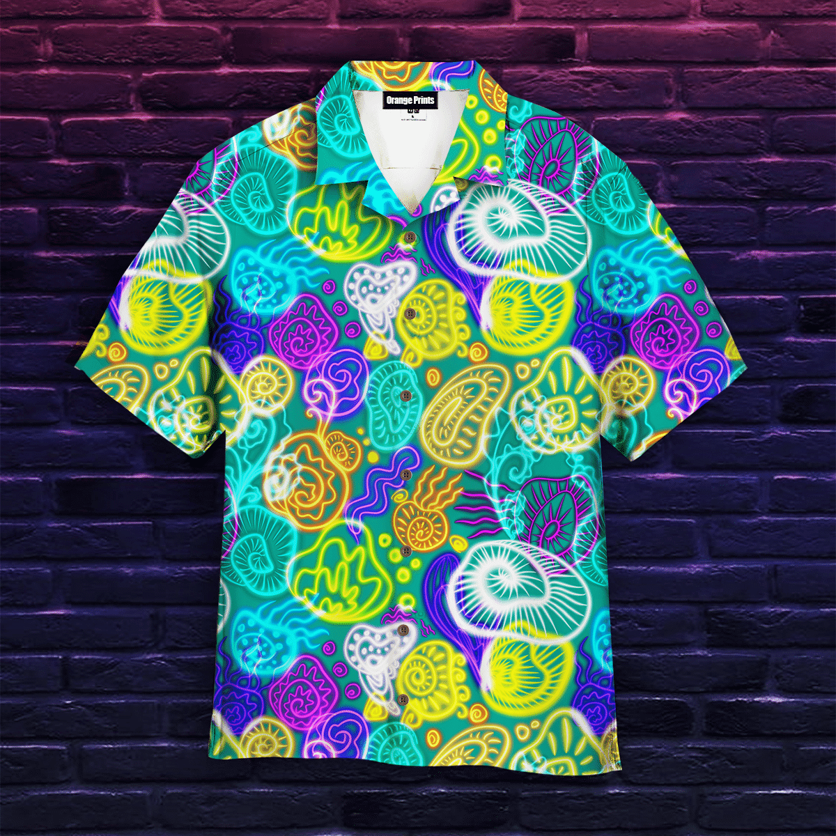 Seashells JellyFish Neon Colorful Hawaiian Shirt