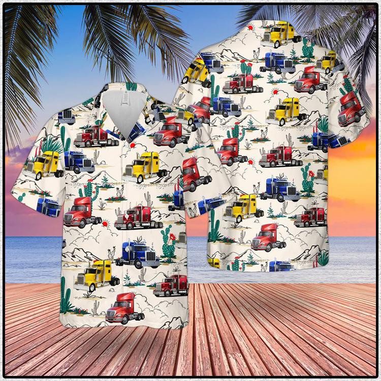 Semi Trailer Truck Hawaiian Shirt