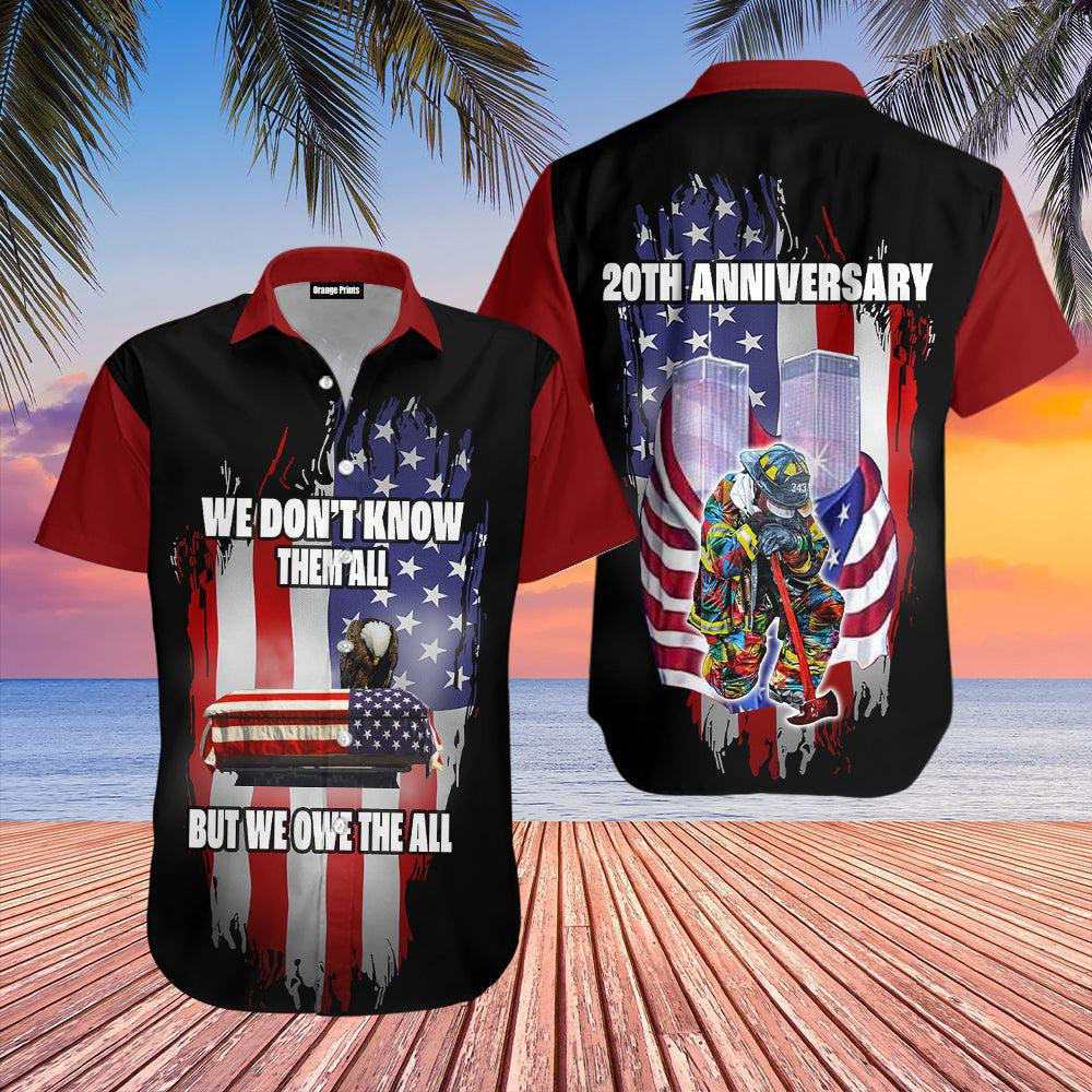 September 11 Attacks 20th Anniversary Firefighter Never Forget Hawaiian Shirt