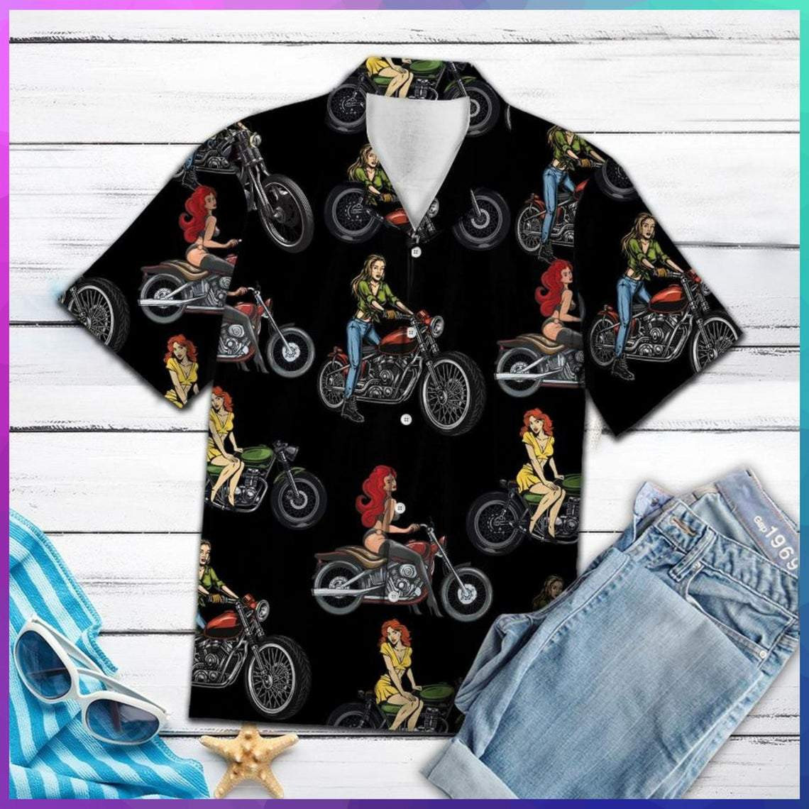 Sexy Girl Motorbike Hawaiian Shirt