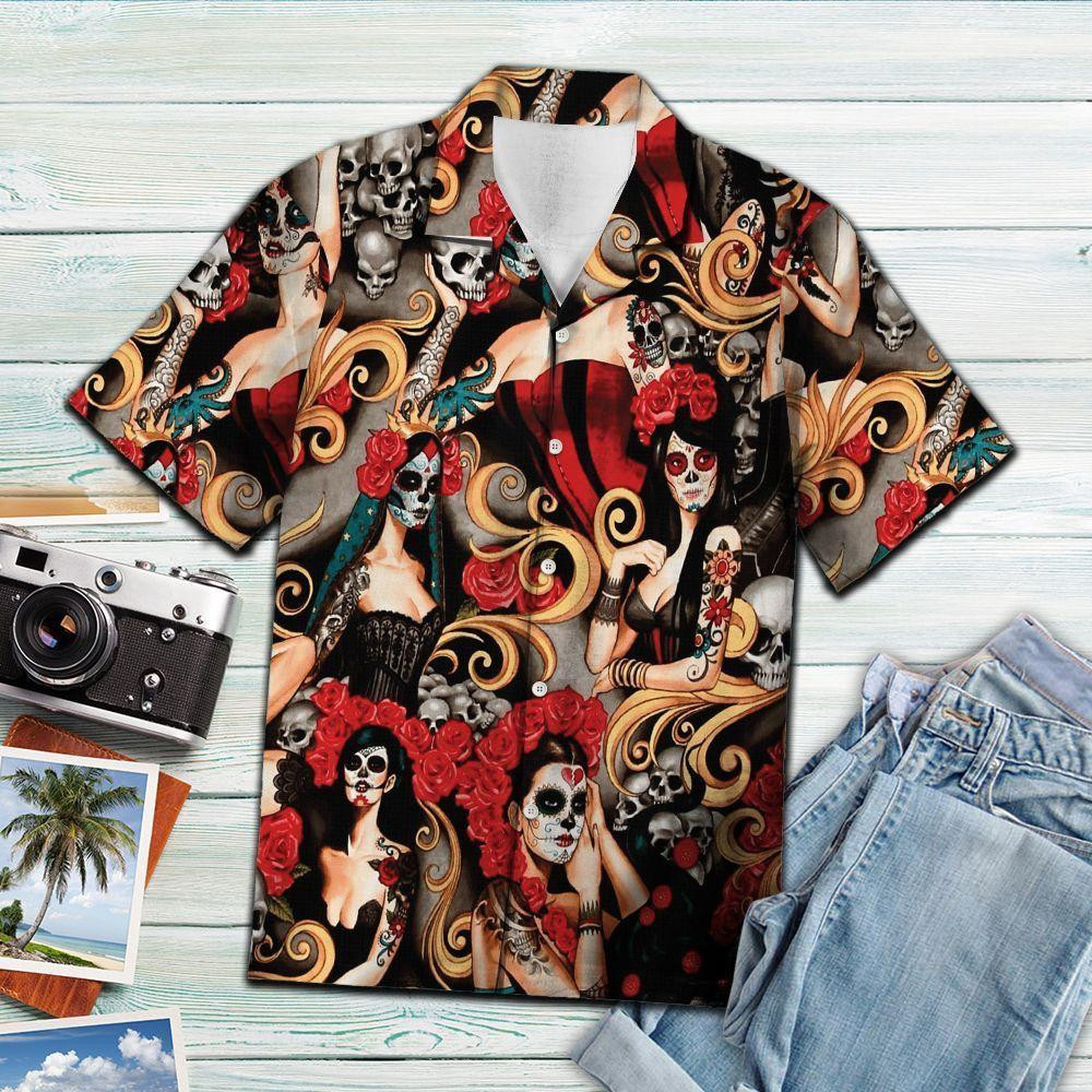 Sexy Girls Day Of The Dead Colorful Nice Hawaiian Shirt