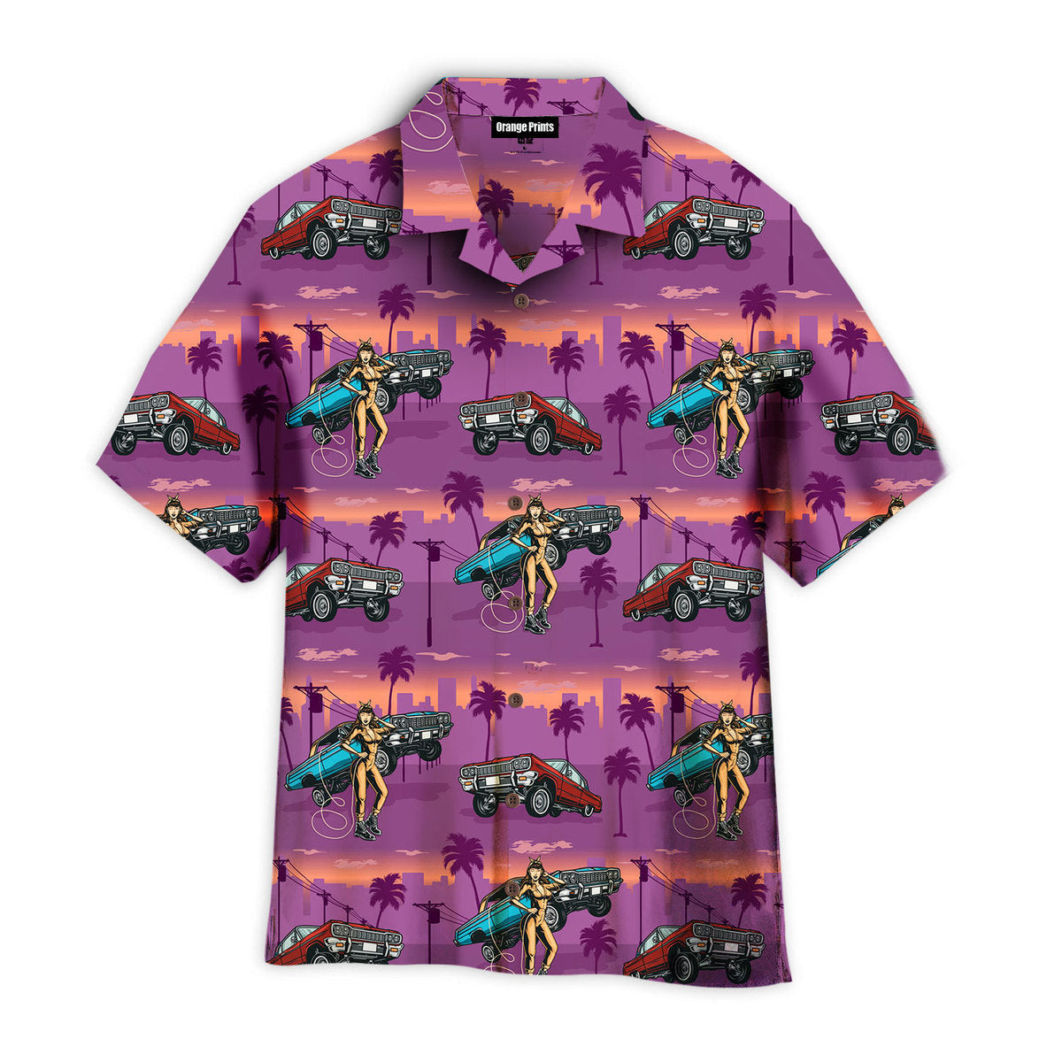 Sexy Girls Lowrider Cars Colorful Vintage Hawaiian Shirt