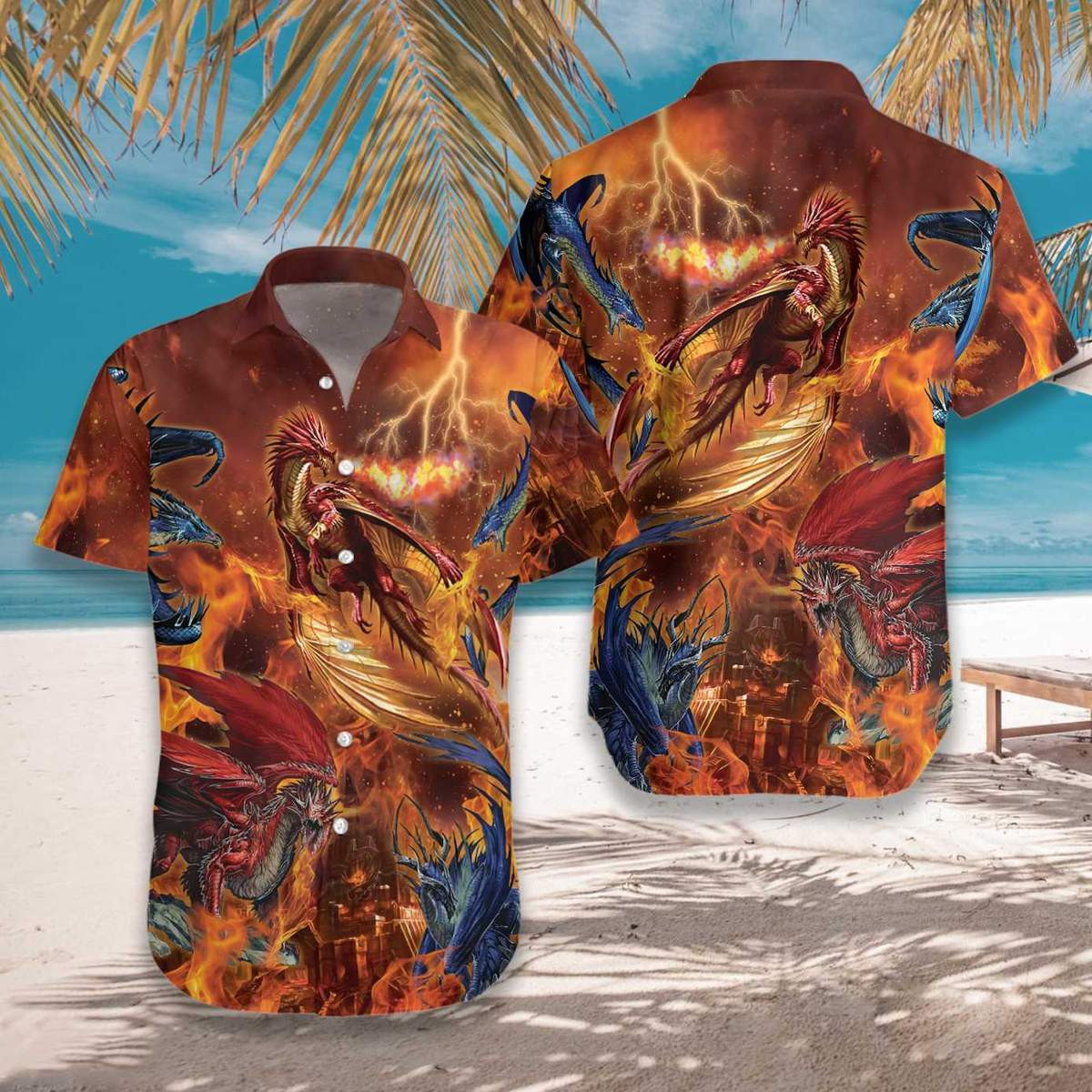 Shape Of Fire Dragons Hawaiian Shirt