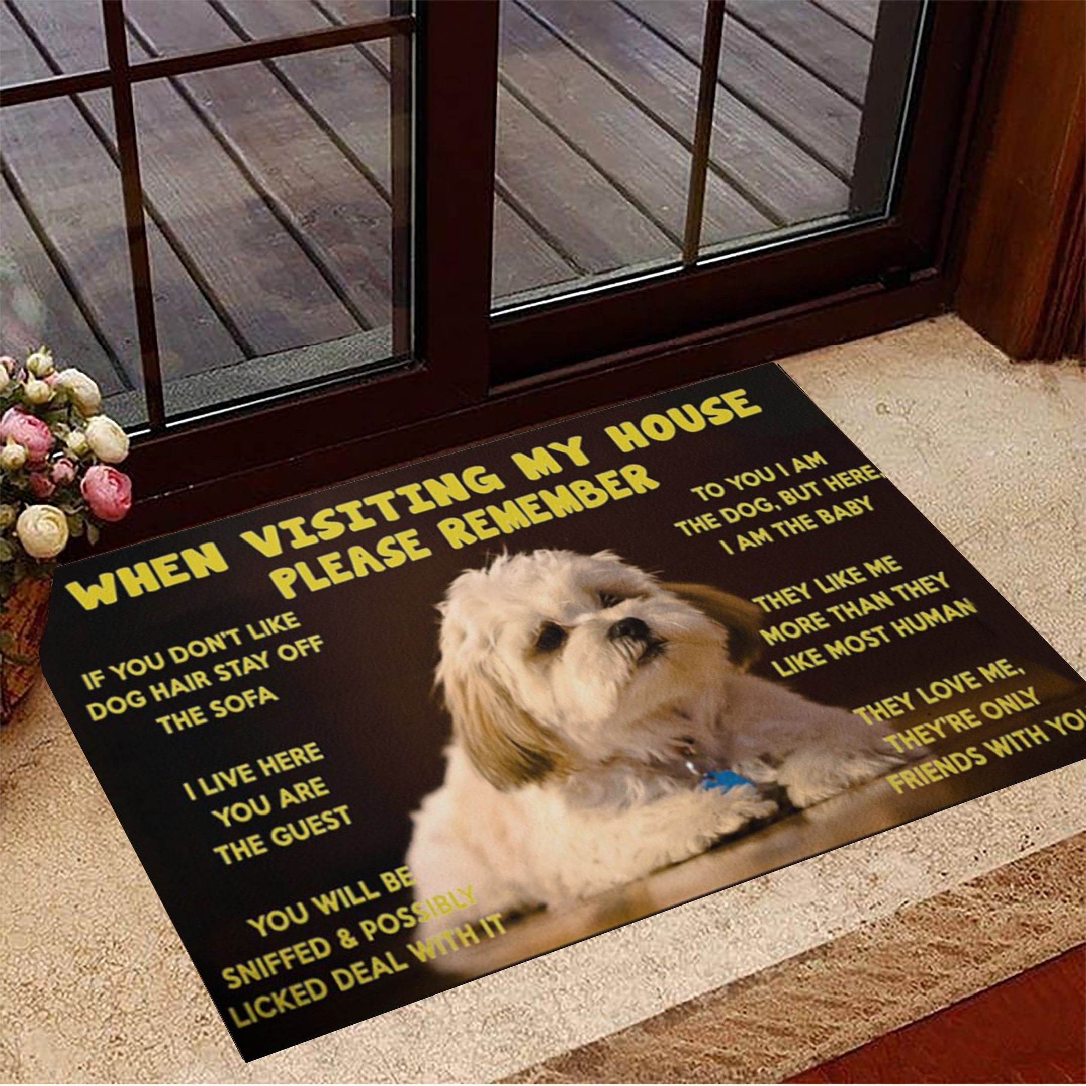 Shih Tzu When Visiting My House Please Remember Rubber Doormat Cute Welcome Mats Gifts For Dog Owners