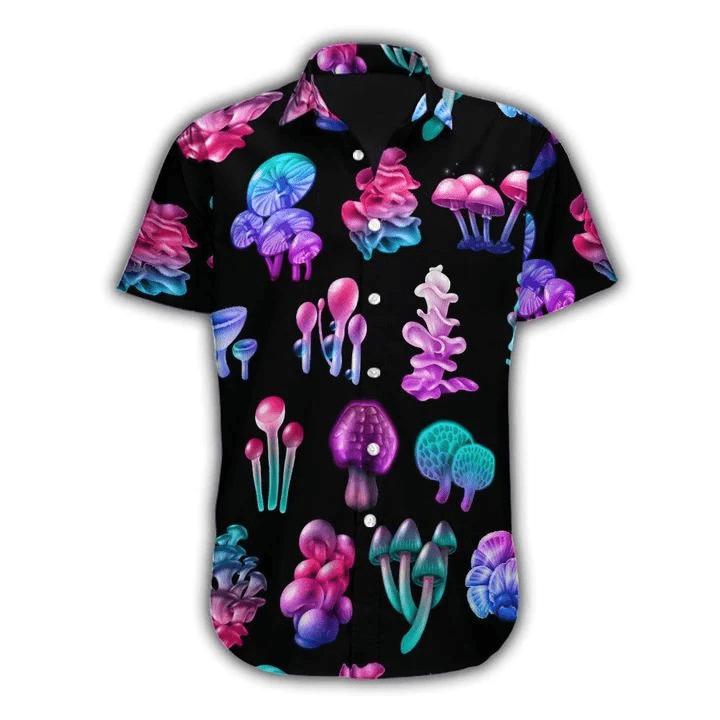 Simple Mushroom Black Hawaiian Shirt