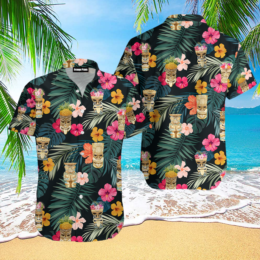 Simple Tiki Summer Vibe Tropical Hawaiian Shirt