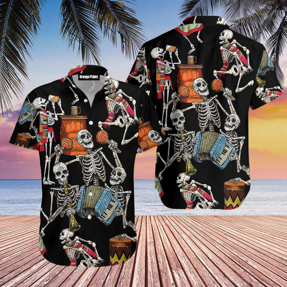 Skeleton Accordion Hawaiian Shirt