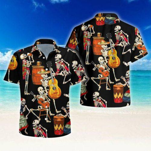 Skeleton Guitar Halloween Hawaiian Shirt