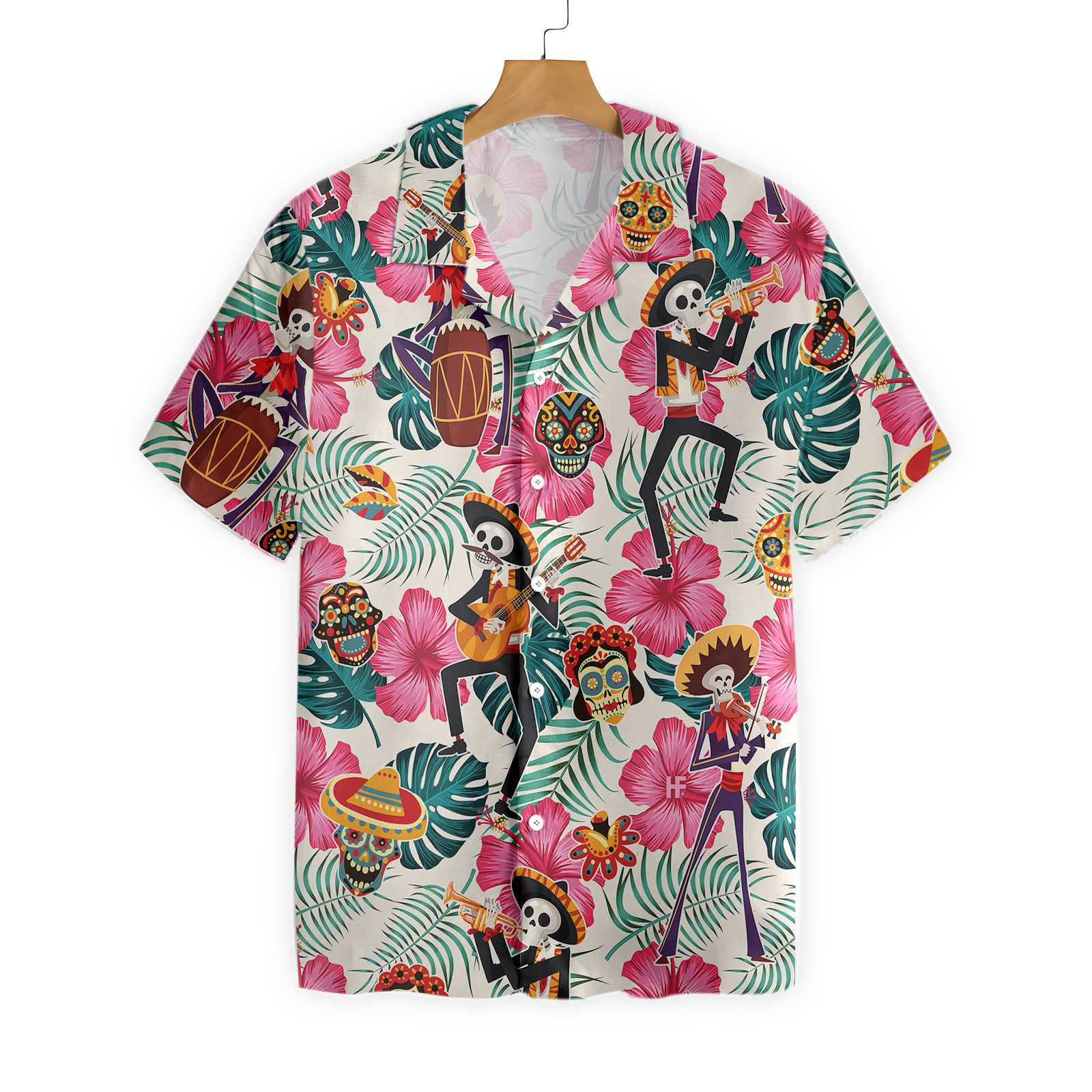 Skeleton In Mexican Hawaiian Shirt