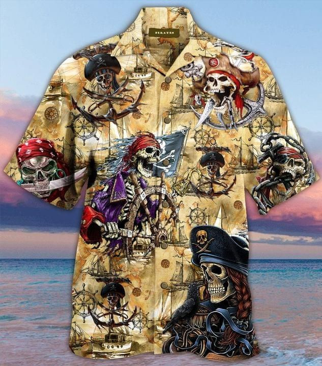 Skeleton Pirates Print Hawaiian Shirt