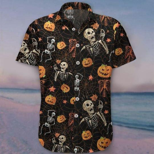Skeleton Pumpkin Halloween Hawaiian Shirt