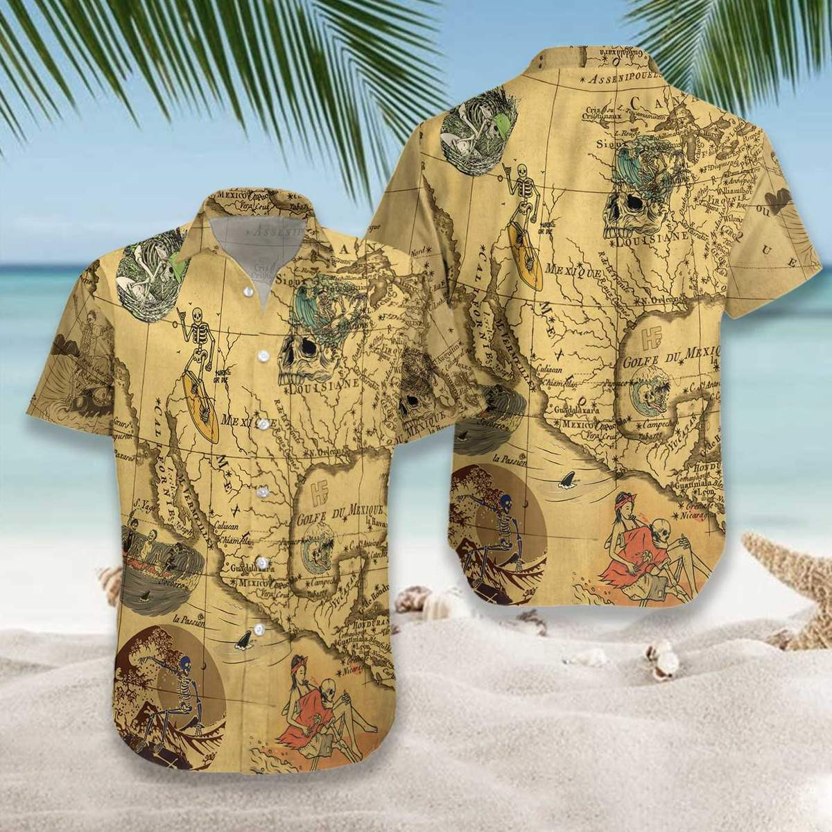 Skeleton Surfing Halloween Hawaiian Shirt