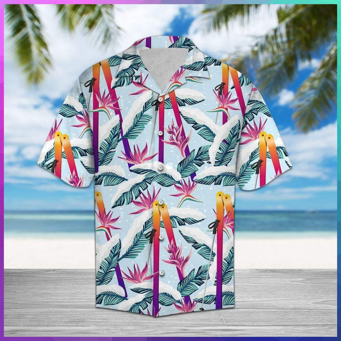 Skiing Palm Hawaiian Shirt