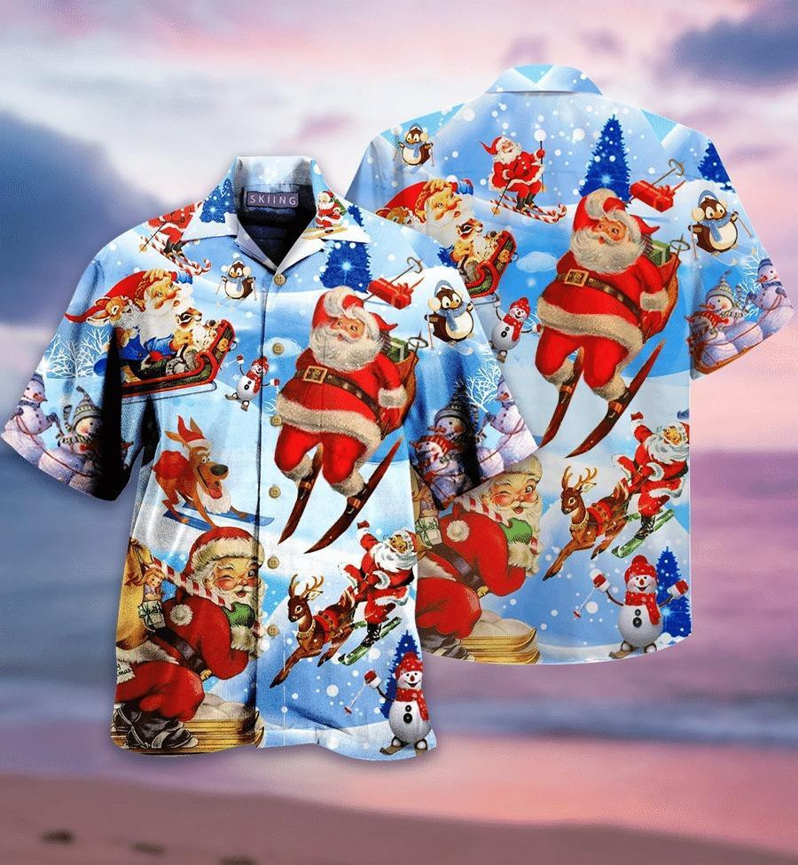 Skiing Santa Claus Hawaiian Shirt