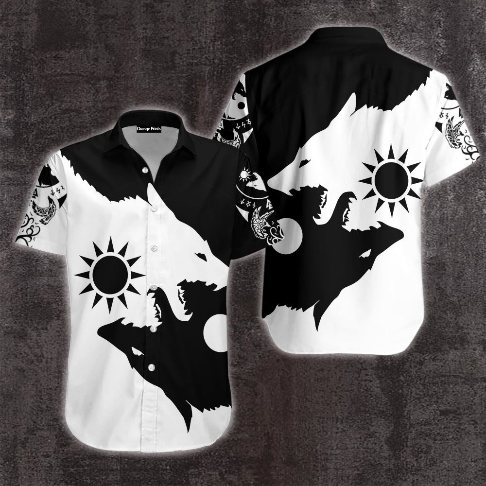 Skoll And Hati Viking Wolf Hawaiian Shirt