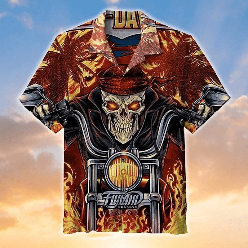Skull Biker Born To Ride Awesome Hawaiian Shirt